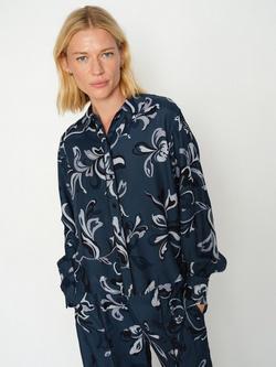 MOS MOSH Abina Serve Floral Pattern Shirt, Ensign Blue, Ensign Blue