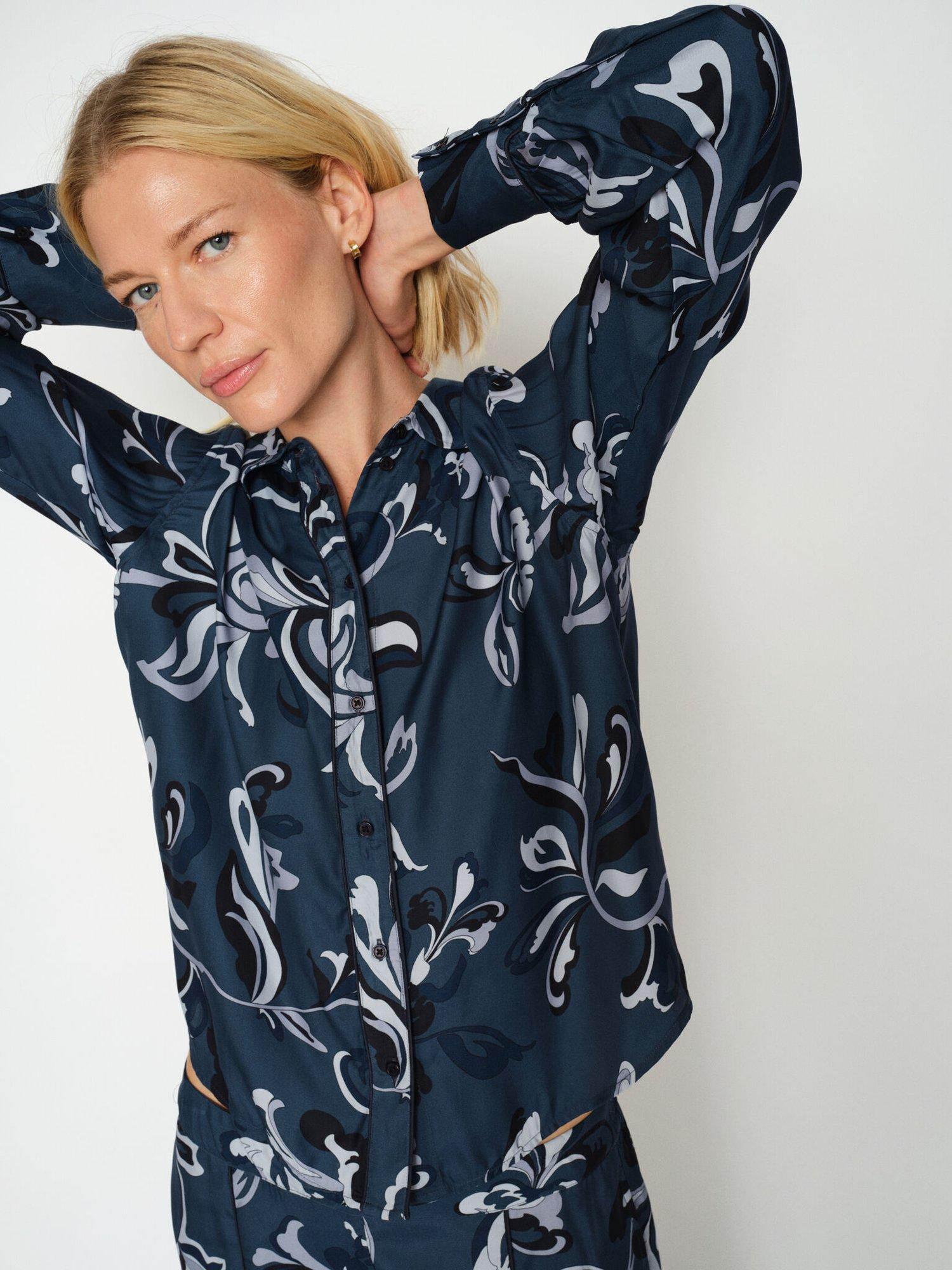 Product image 2 of 4, which shows MOS MOSH Abina Serve Floral Pattern Shirt, Ensign Blue, XS