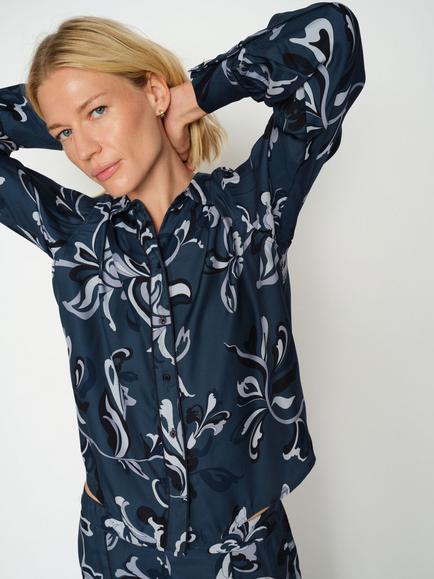 MOS MOSH Abina Serve Floral Pattern Shirt, Ensign Blue - view 2, Ensign Blue
