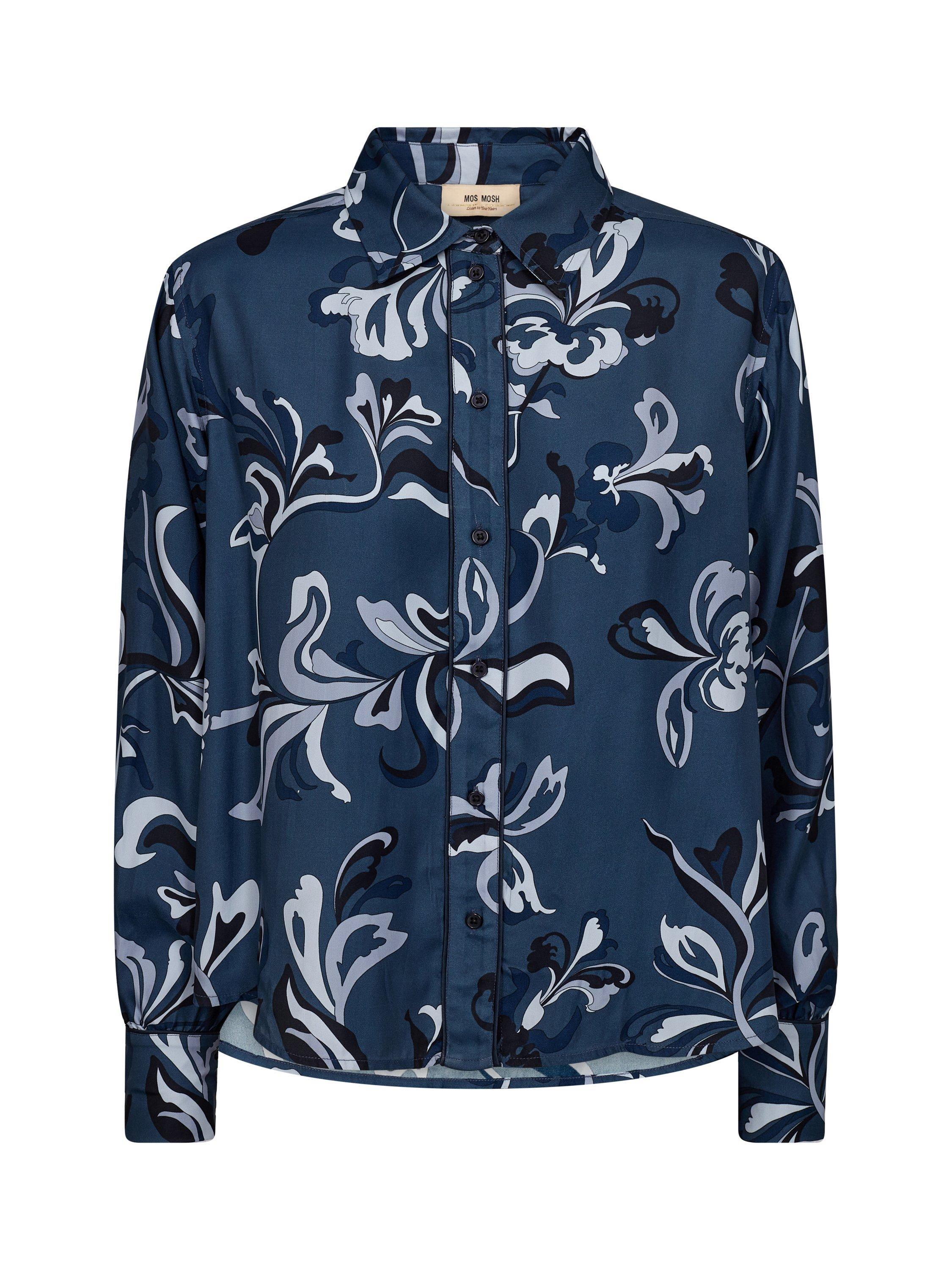 Product image 3 of 4, which shows MOS MOSH Abina Serve Floral Pattern Shirt, Ensign Blue, XS