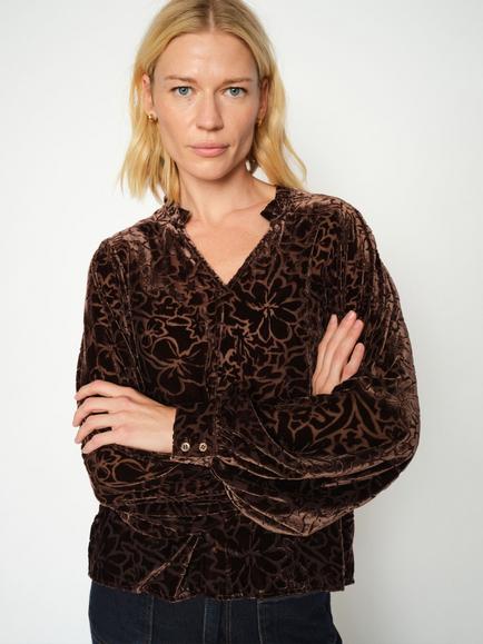 MOS MOSH Vilsa Burnout Floral Top, Bracken, Bracken