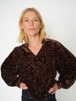 MOS MOSH Vilsa Burnout Floral Top, Bracken - view 2, Bracken