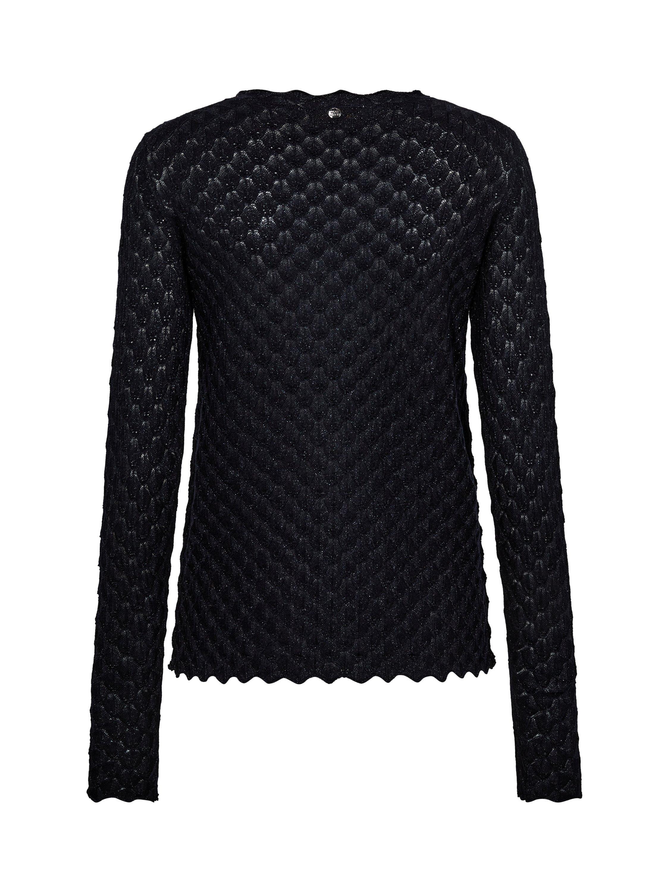 Product image 5 of 5, which shows MOS MOSH Thaz Sparkle Scallop Top, Salute Navy, XL