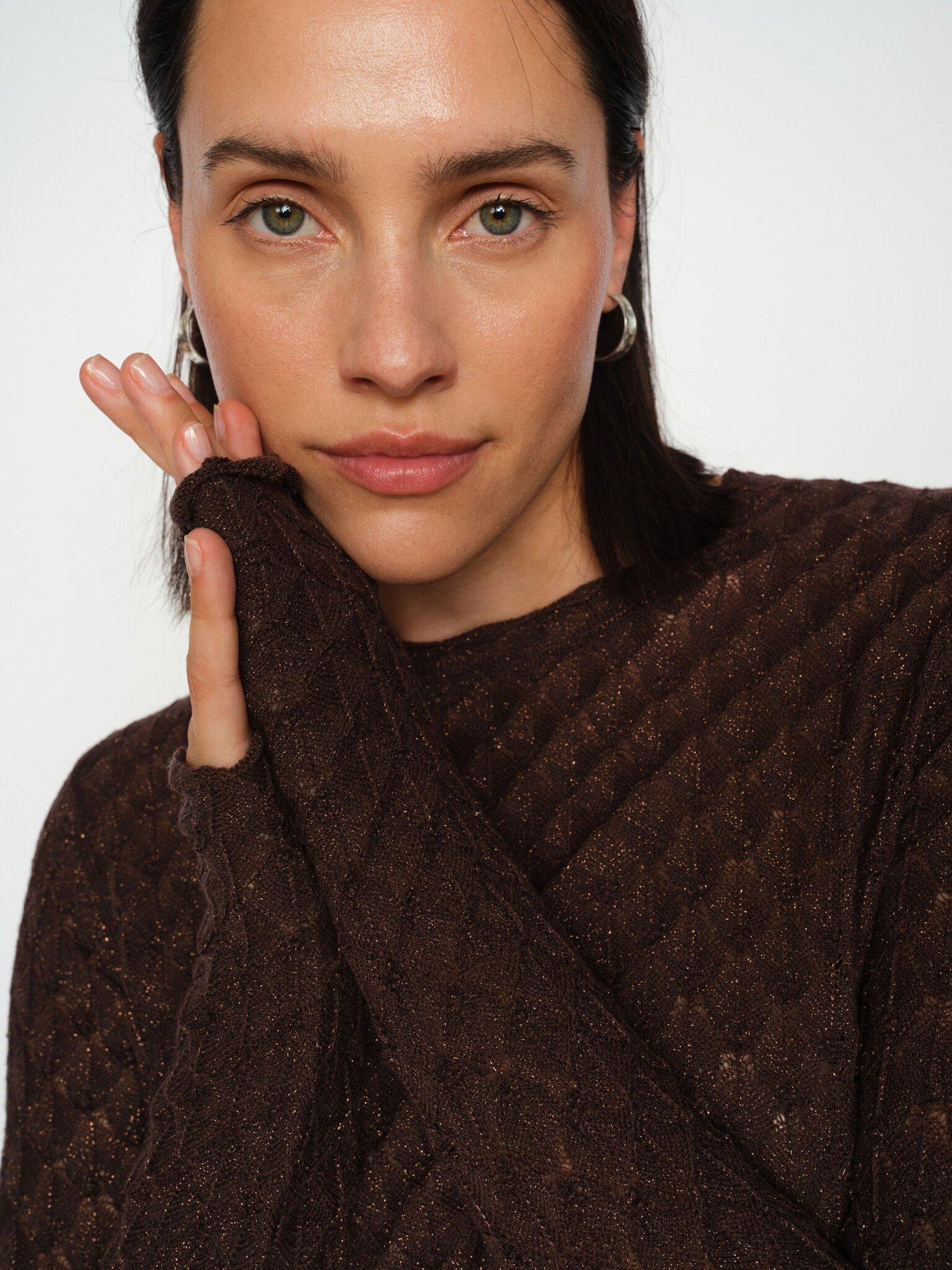 Product image 2 of 4, which shows MOS MOSH Thaz Sparkle Scallop Top, Bracken, XS