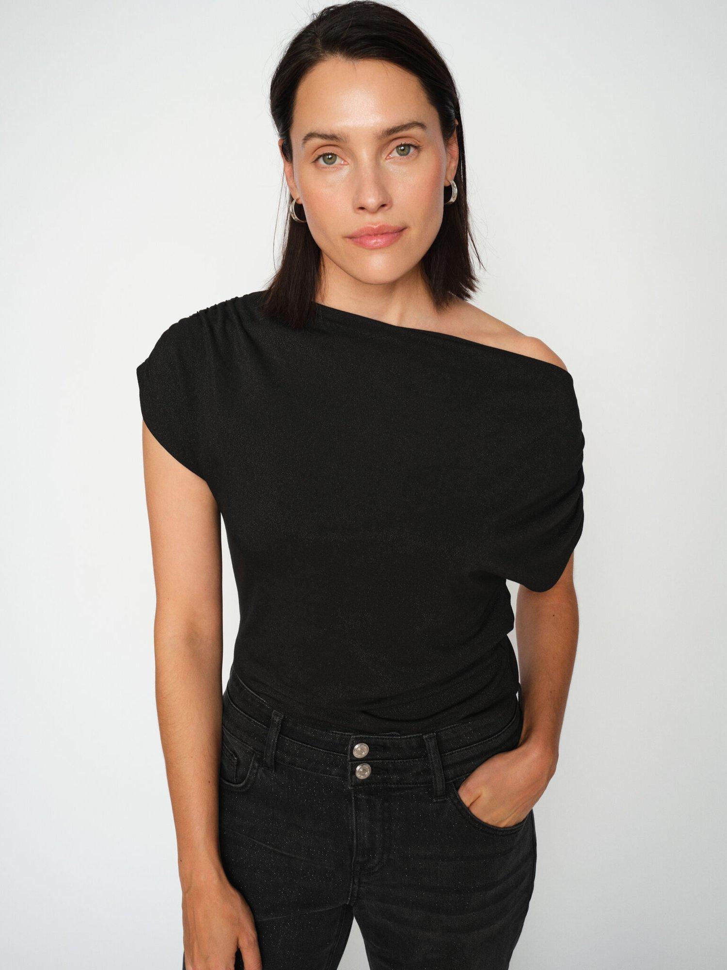 Product image 1 of 4, which shows MOS MOSH Shima Cowl Neck Top, Black, XL