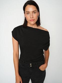 MOS MOSH Shima Cowl Neck Top, Black, Black