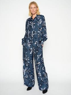 MOS MOSH Charbel Paisley Wide Leg Trousers, Ensign Blue, Ensign Blue