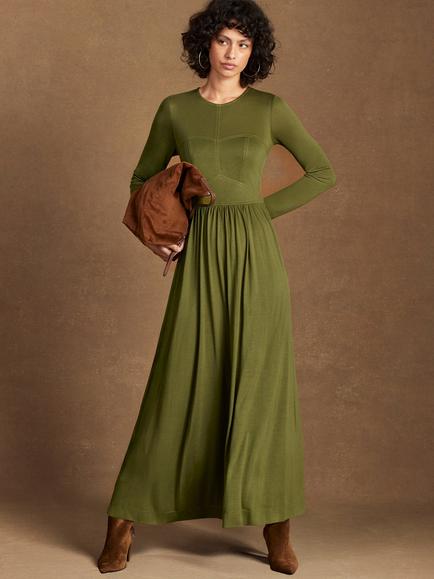 Ro&Zo Seamed Bodice Maxi Dress, Green