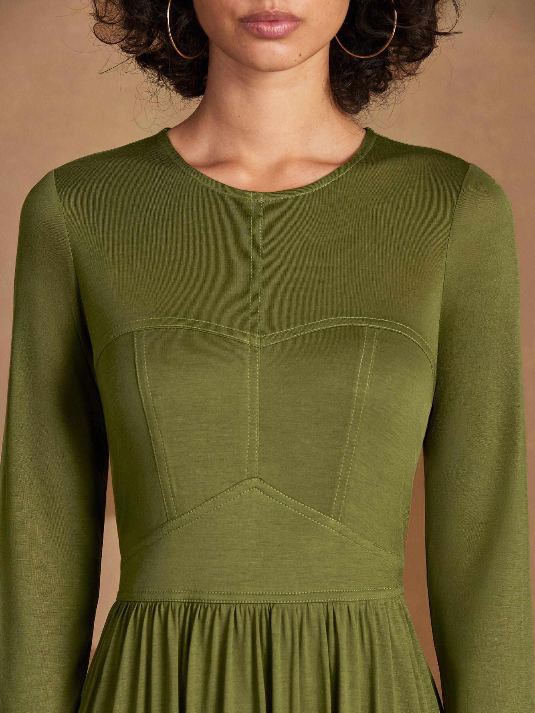 Product image 3 of 5, which shows Ro&Zo Seamed Bodice Maxi Dress, Green, 6