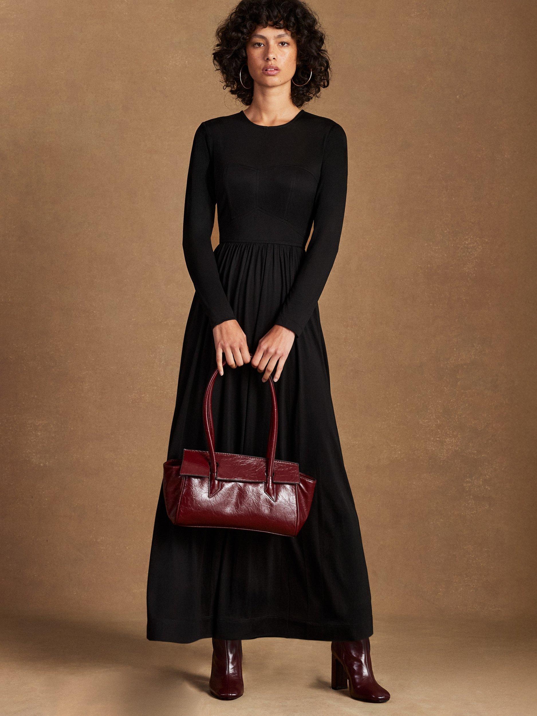 Product image 3 of 5, which shows Ro&Zo Petite Seamed Bodice Maxi Dress, Black, 6Pt