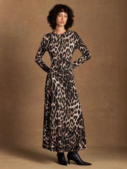 Ro&Zo Petite Leopard Print Ruched Maxi Dress, Brown, Brown