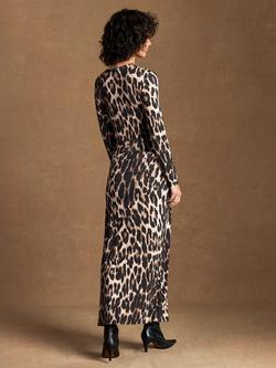 Ro&Zo Petite Leopard Print Ruched Maxi Dress, Brown - view 2, Brown