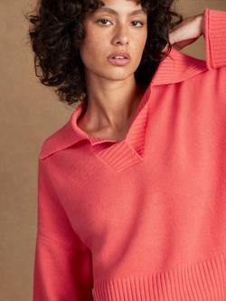 Ro&Zo Collared Wool Blend Jumper, Pink - view 2, Pink