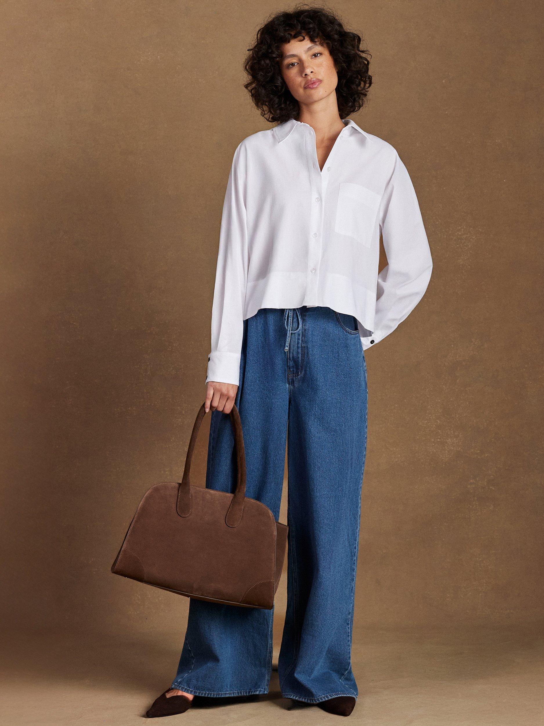 Product image 2 of 5, which shows Ro&Zo Cotton Poplin Pocket Shirt, White, 6