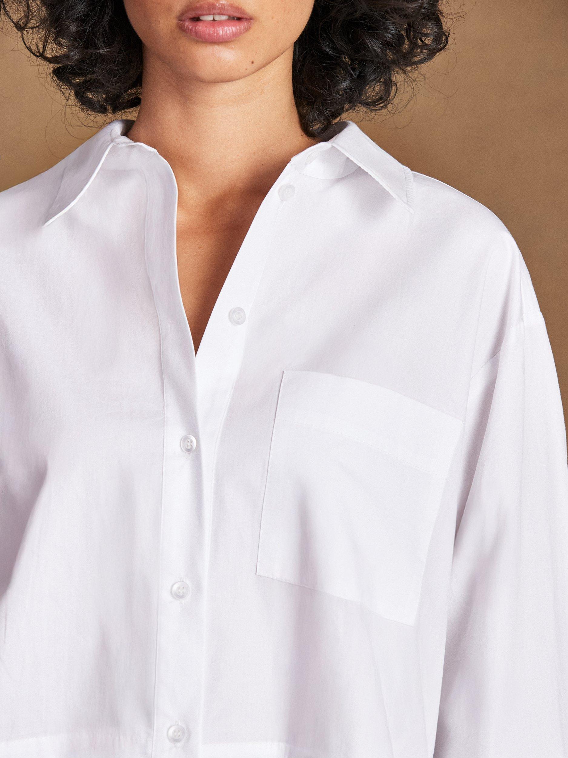 Product image 3 of 5, which shows Ro&Zo Cotton Poplin Pocket Shirt, White, 6