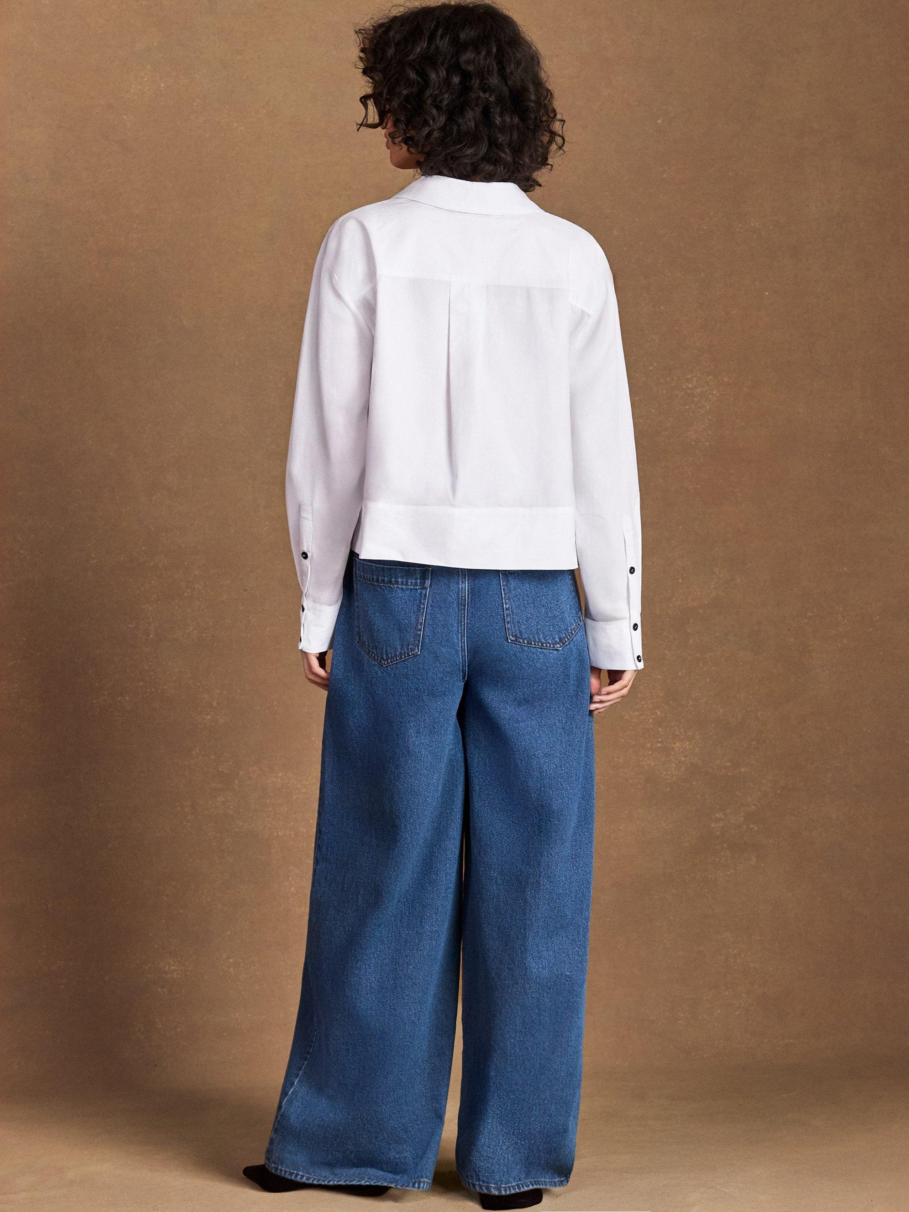 Product image 5 of 5, which shows Ro&Zo Cotton Poplin Pocket Shirt, White, 6