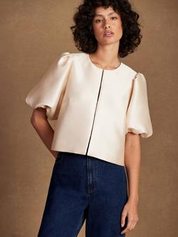 Ro&Zo Puff Sleeve Shirt, Natural, Natural