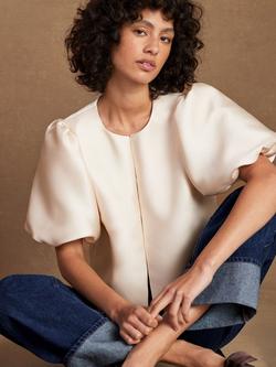 Ro&Zo Puff Sleeve Shirt, Natural - view 2, Natural