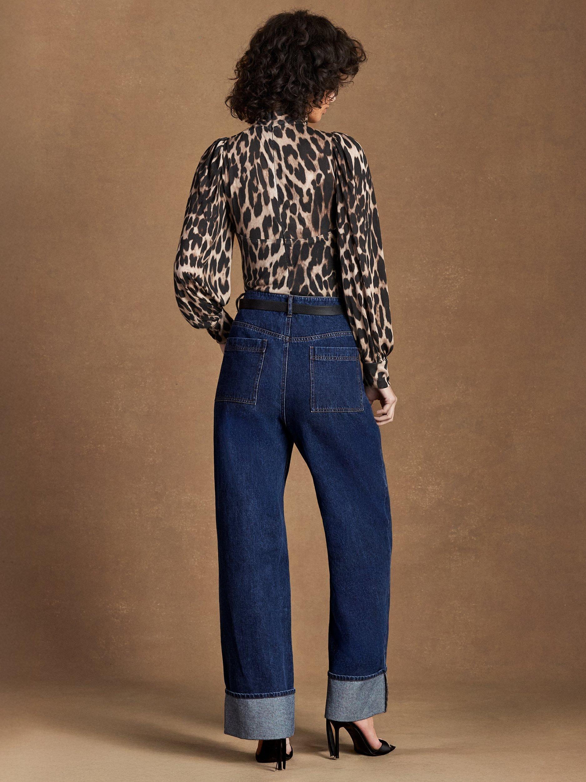 Product image 5 of 5, which shows Ro&Zo Puff Sleeve Leopard Print Top, Brown/Multi, 6