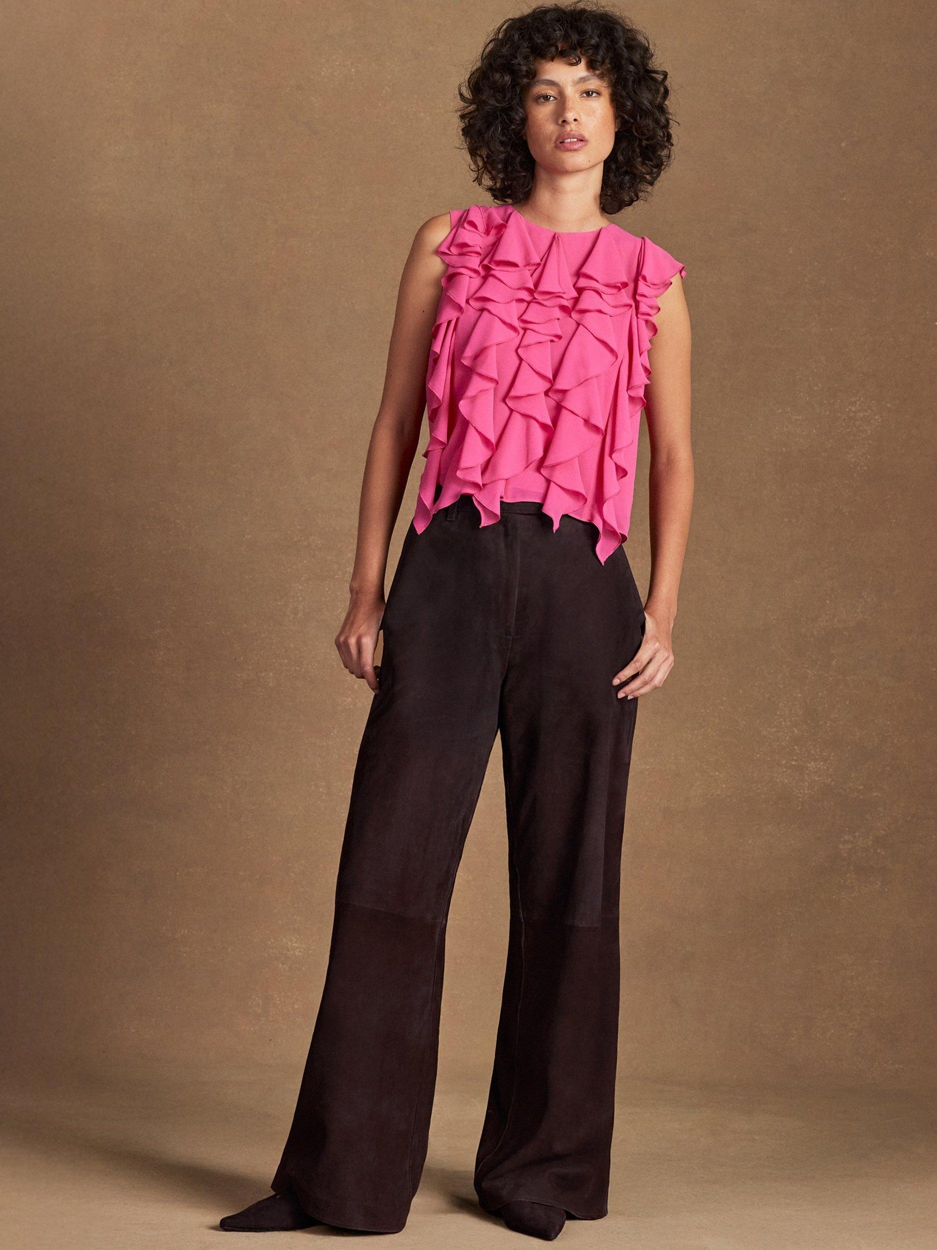 Product image 2 of 5, which shows Ro&Zo Frill Front Sleeveless Top, Pink, 6