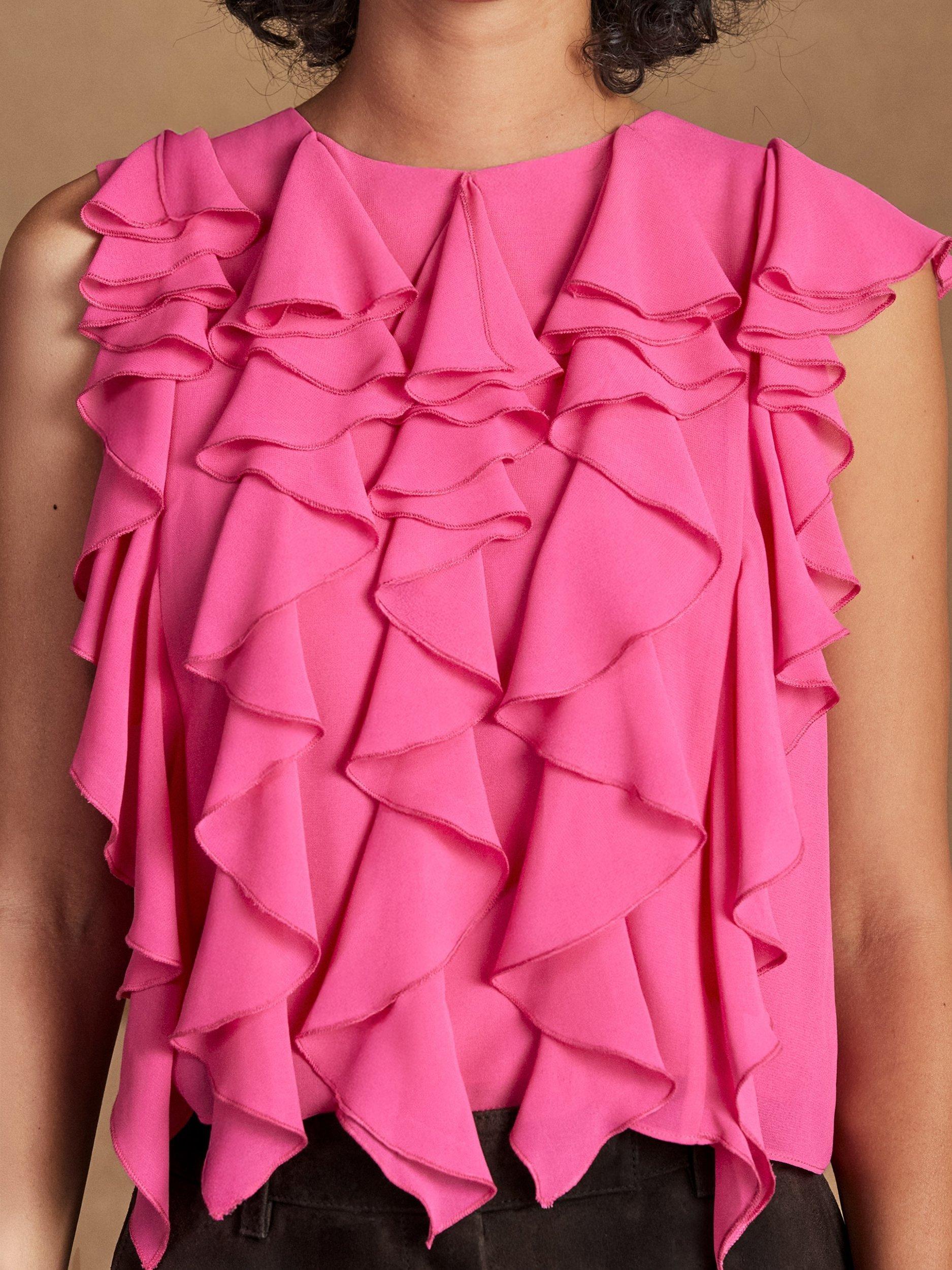 Product image 3 of 5, which shows Ro&Zo Frill Front Sleeveless Top, Pink, 6
