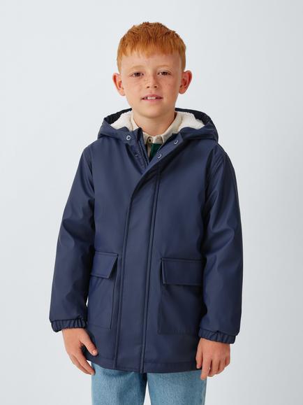 John Lewis Kids' Shower Resistant Rain Mac, Navy, Navy