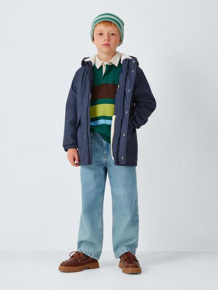 John Lewis Kids' Shower Resistant Rain Mac, Navy - view 2, Navy