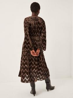 Monsoon Keisha Geometric Dress, Chocolate - view 2, Chocolate