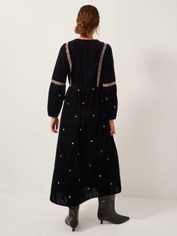 Monsoon Noni Embroidered Midi Dress, Black - view 2, Black