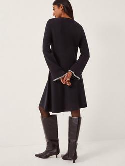 Monsoon Tate Trim Knit Dress, Midnight - view 2, Midnight