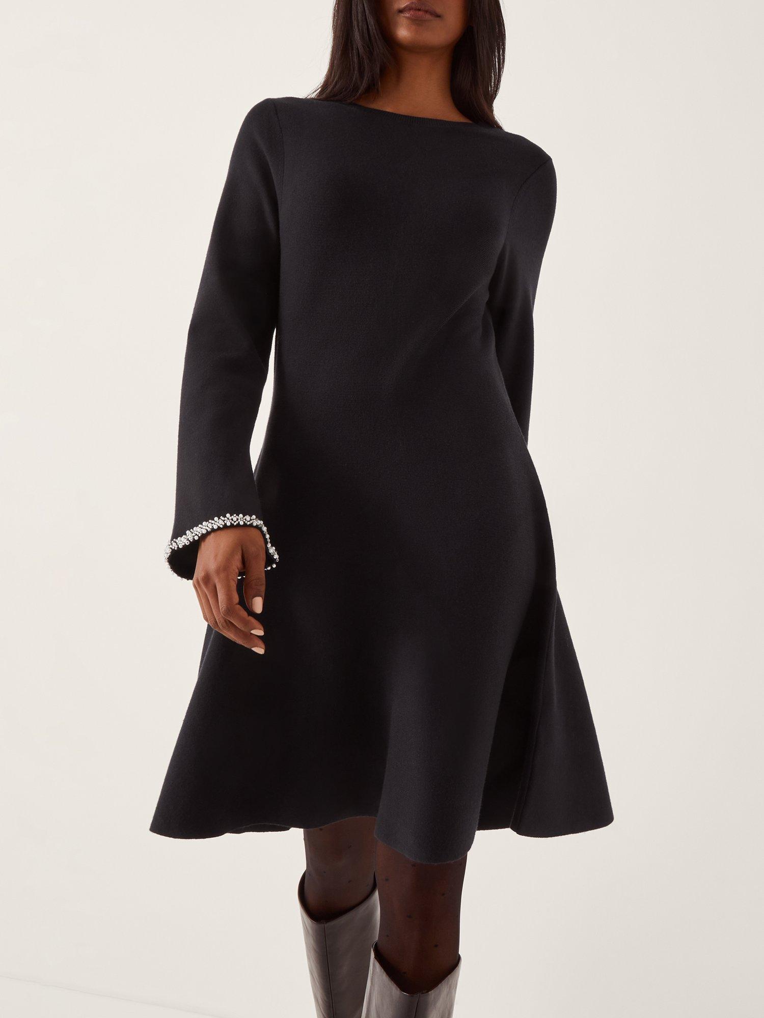 Product image 3 of 5, which shows Monsoon Tate Trim Knit Dress, Midnight, S