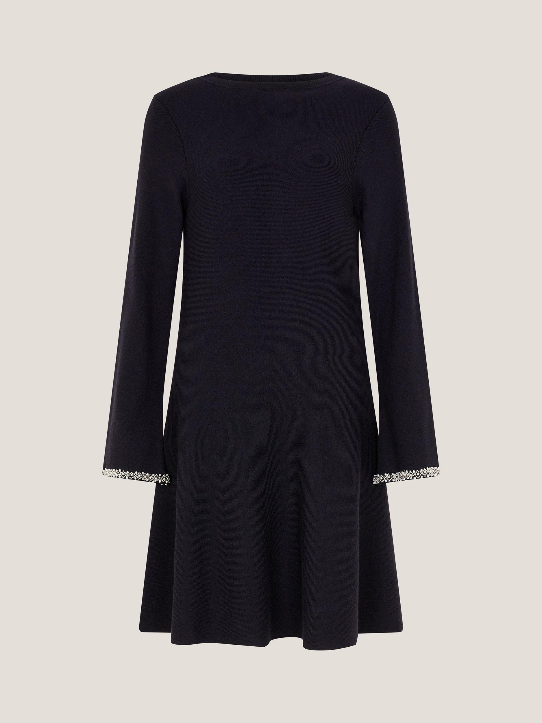 Product image 5 of 5, which shows Monsoon Tate Trim Knit Dress, Midnight, S