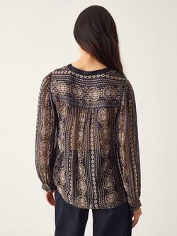 Monsoon Darla Metallic Yarn Floral Blouse, Black/Gold - view 2, Black/Gold