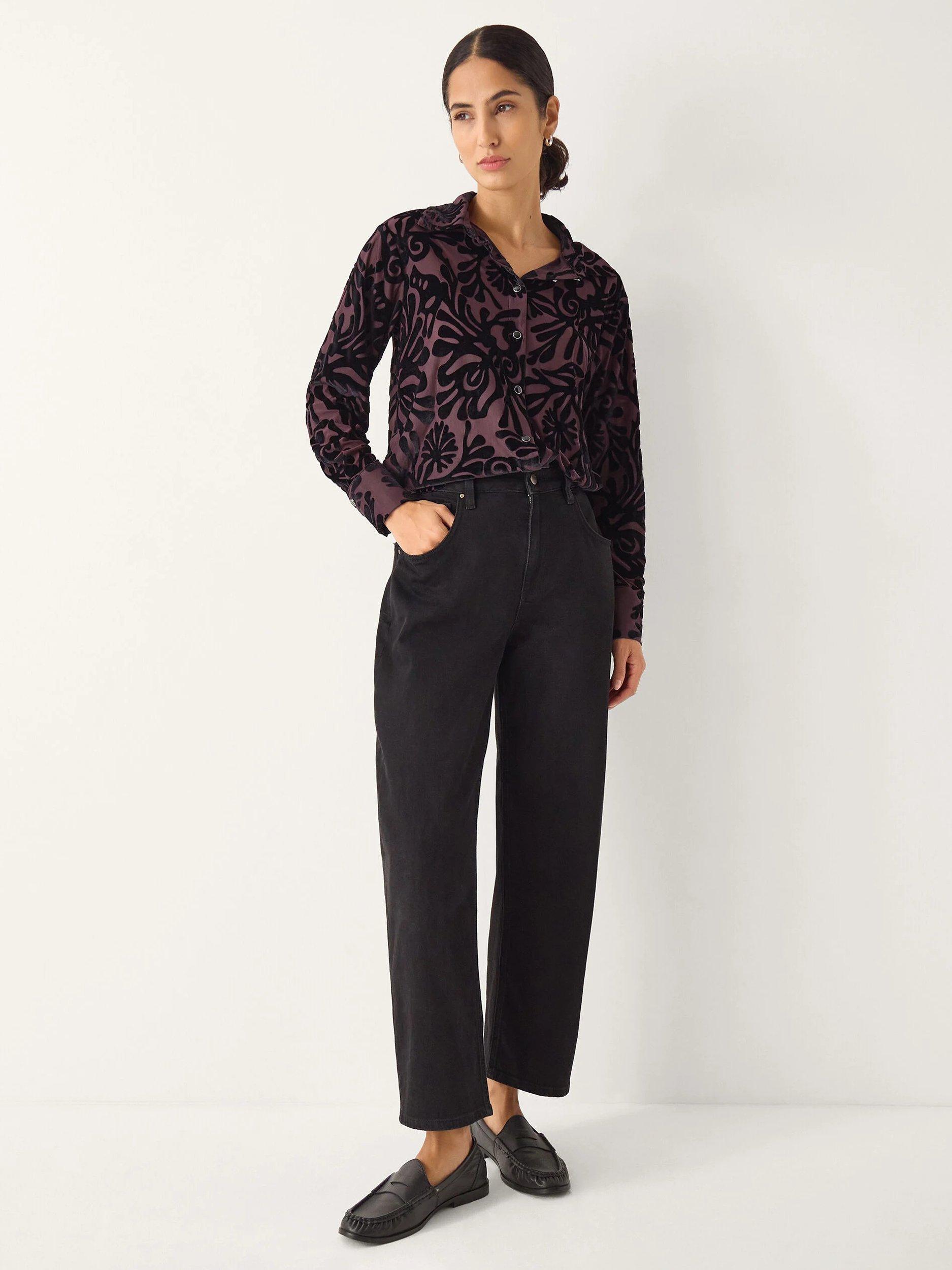 Product image 1 of 4, which shows Monsoon Debe Devoré Velvet Shirt, Purple, XL