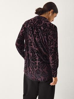 Monsoon Debe Devoré Velvet Shirt, Purple - view 2, Purple