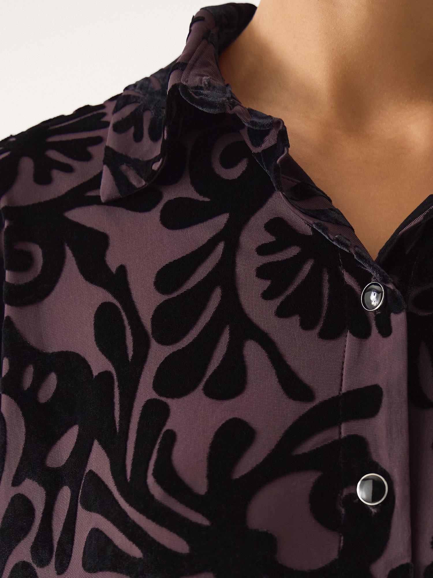 Product image 3 of 4, which shows Monsoon Debe Devoré Velvet Shirt, Purple, XL