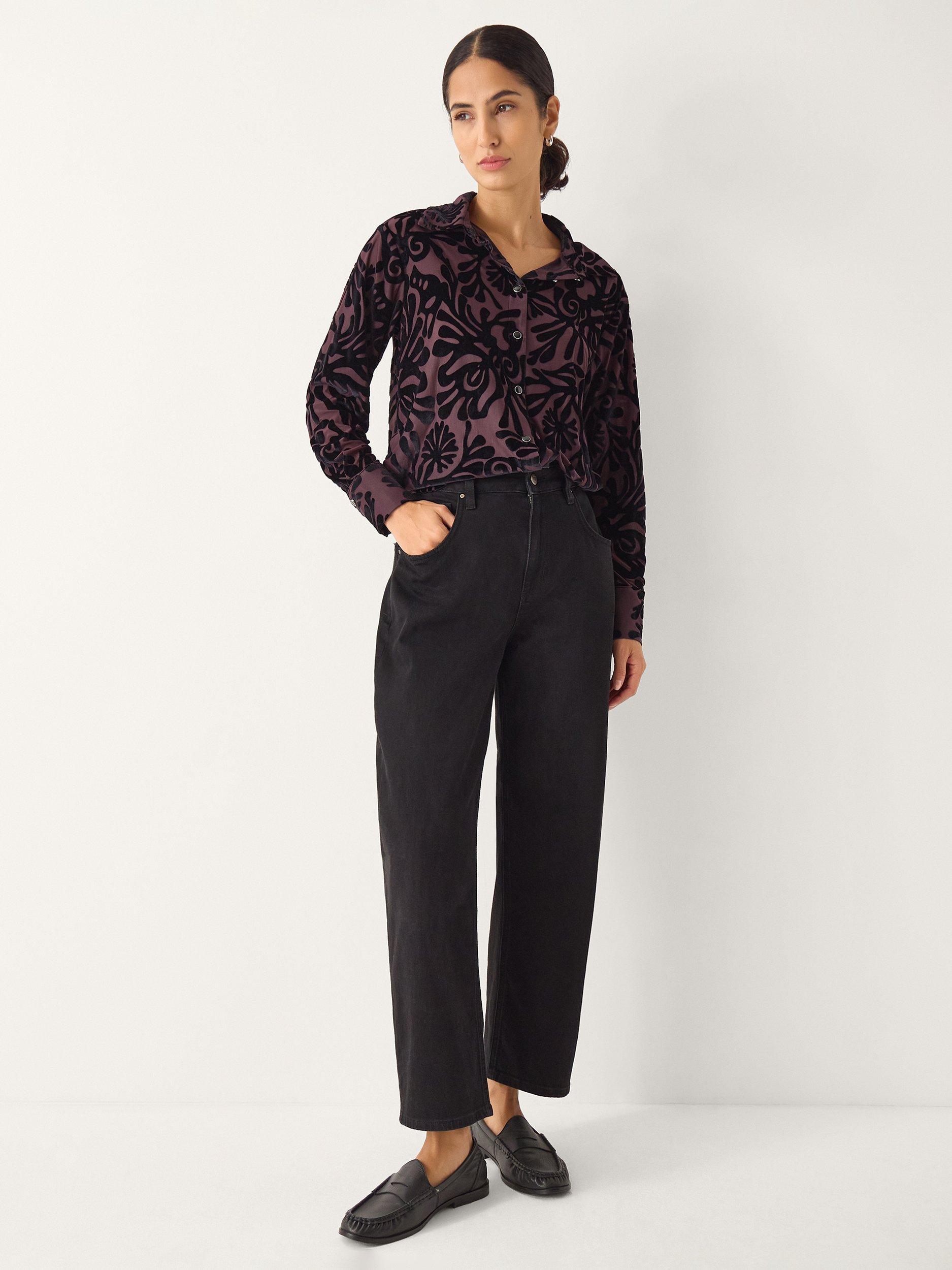 Product image 4 of 4, which shows Monsoon Debe Devoré Velvet Shirt, Purple, XL