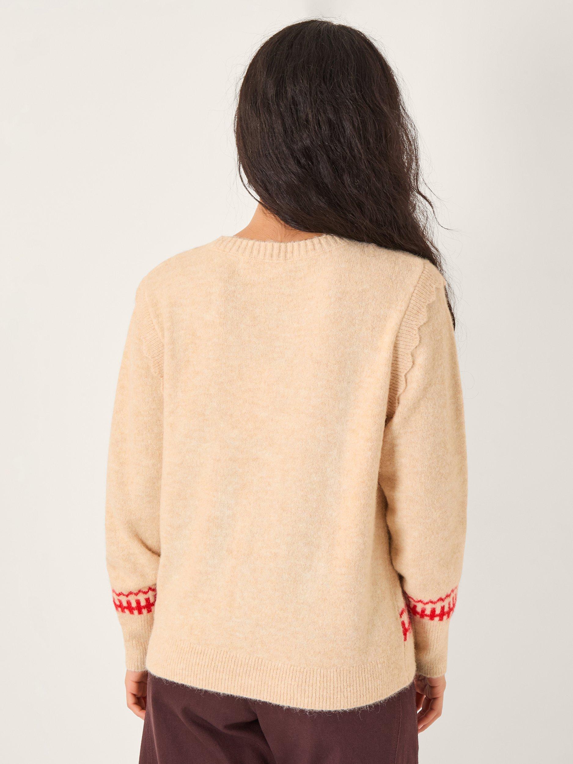 Product image 2 of 5, which shows Monsoon Bess Gingerbread Embellished Jumper, Ivory, XXL
