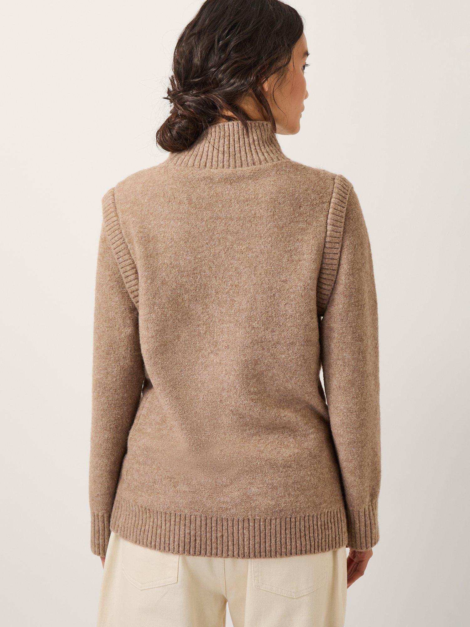 Product image 2 of 5, which shows Monsoon Candice Embellished Cable Knit Jumper, Mink, S