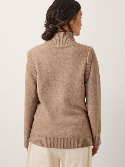 Monsoon Candice Embellished Cable Knit Jumper, Mink - view 2, Mink