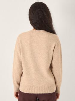 Monsoon Edie Embellished Christmas Jumper, Camel - view 2, Camel