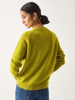 Monsoon Samara Sequin Collar Jumper, Olive - view 2, Olive