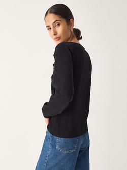 Monsoon Sofia Knot Button Asymmetrical Jumper - view 2, Black