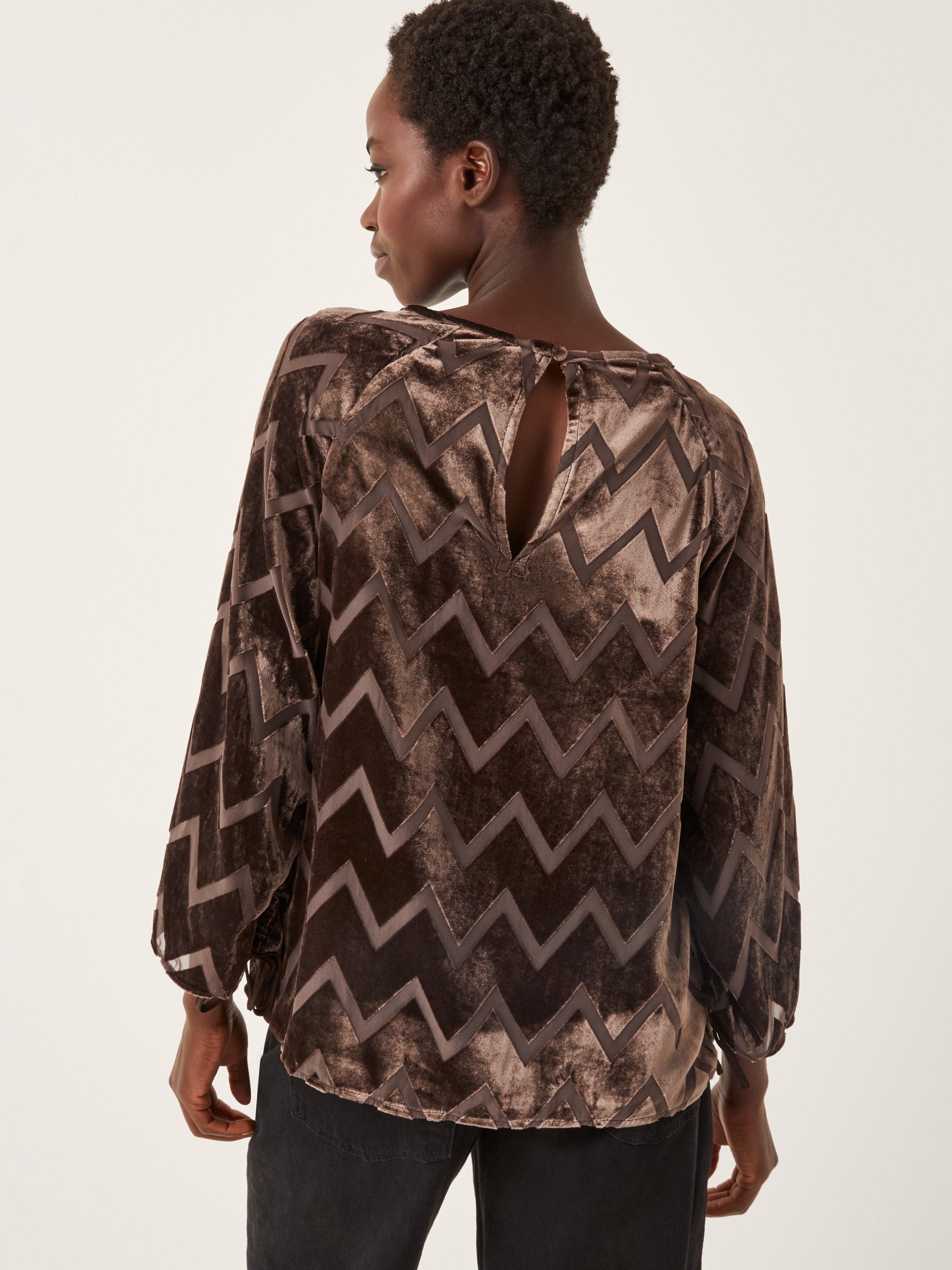Product image 2 of 5, which shows Monsoon Keisha Geometric Top, Chocolate, S