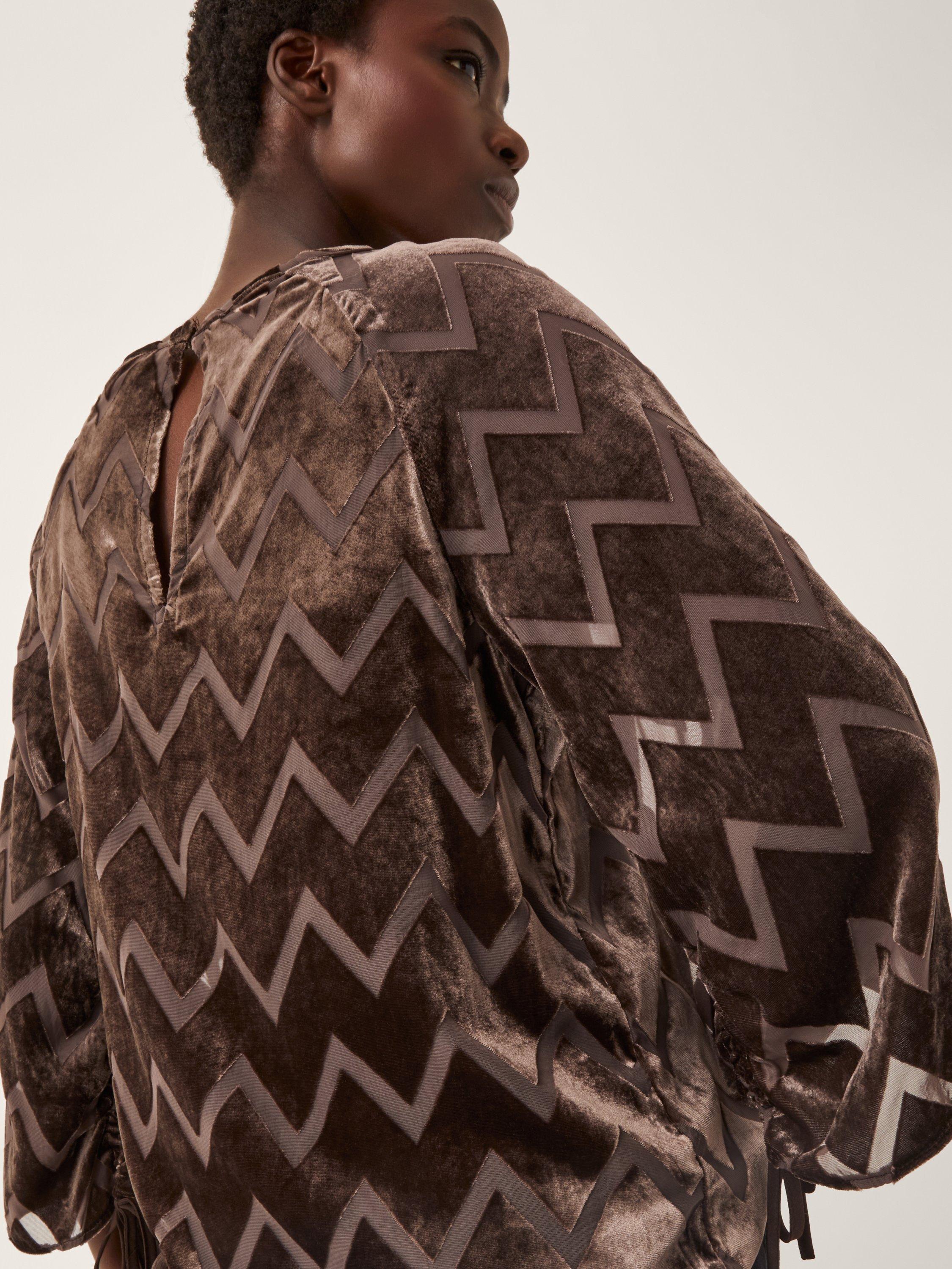 Product image 4 of 5, which shows Monsoon Keisha Geometric Top, Chocolate, S