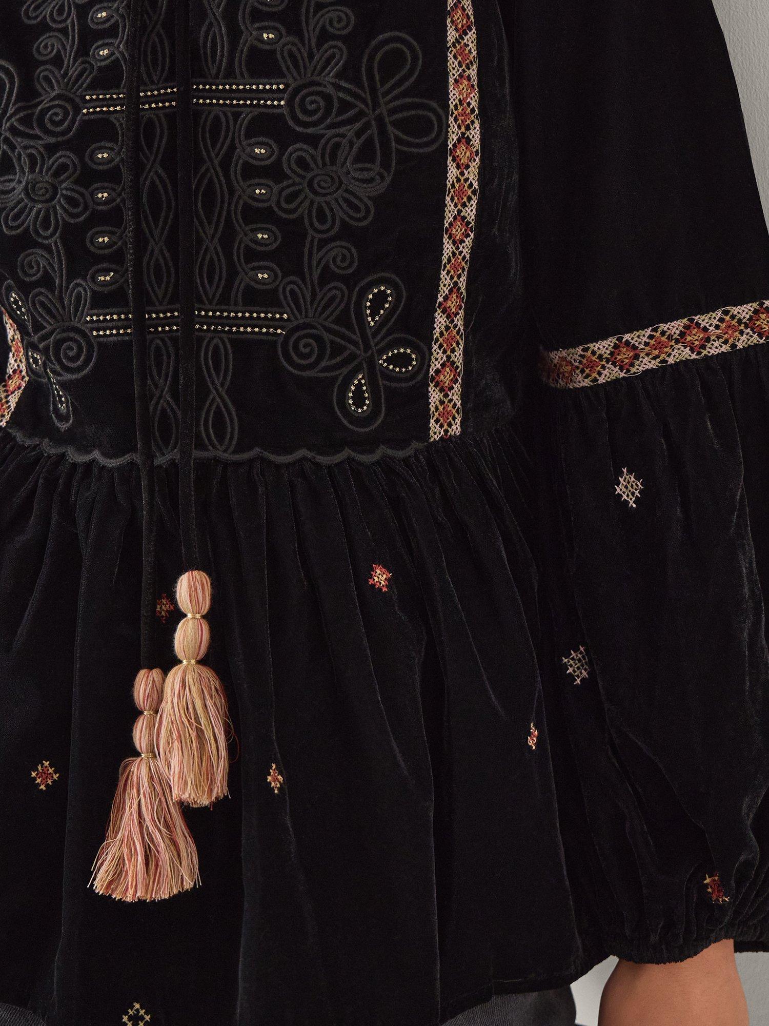 Product image 4 of 4, which shows Monsoon Noni Embellished Velvet Top, Black, M