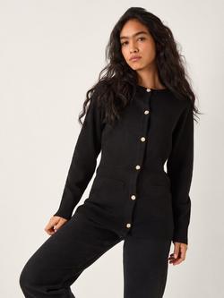 Monsoon Coleen Crew Neck Cardigan, Black, Black