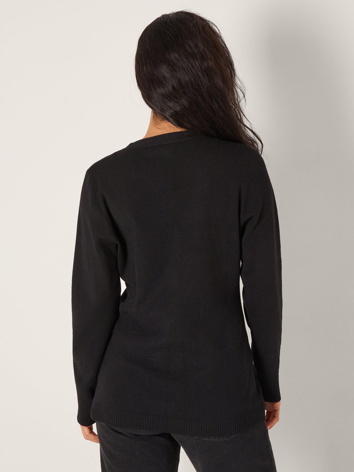 Product image 2 of 5, which shows Monsoon Coleen Crew Neck Cardigan, Black, M