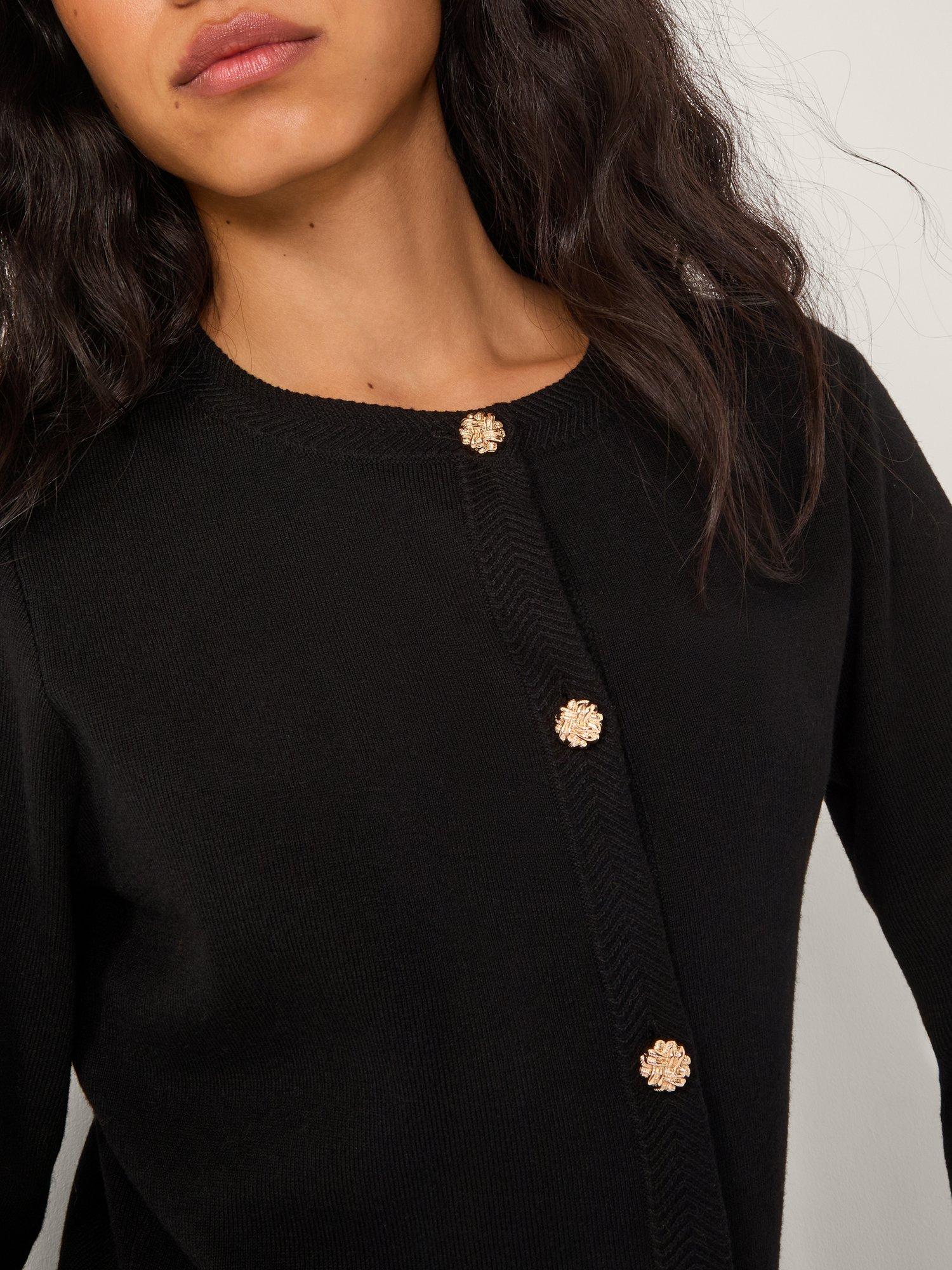 Product image 4 of 5, which shows Monsoon Coleen Crew Neck Cardigan, Black, M