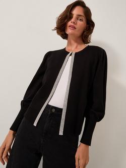 Monsoon Eden Diamante Embellished Cardigan, Black, Black